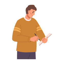 man instructor making note writing paper document vector image