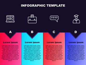 set line foreign language online study briefcase vector image