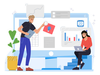 teamwork on digital project tasks vector image