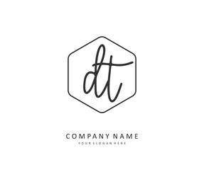 d t dt initial letter handwriting and signature vector image
