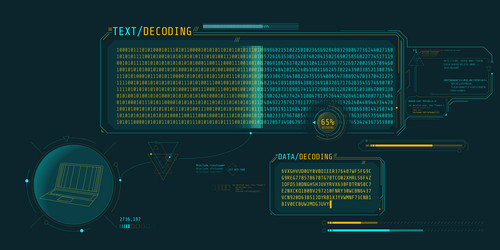 data decryption screen with text decoding window vector image