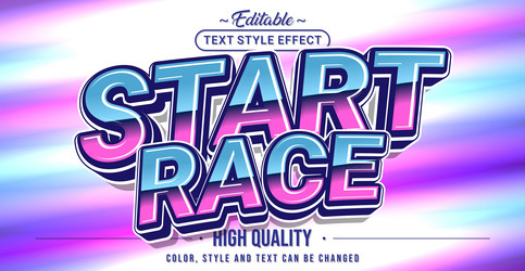editable text style effect - start race vector image