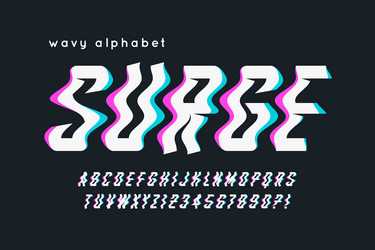 glitched display alphabet design typeface vector image