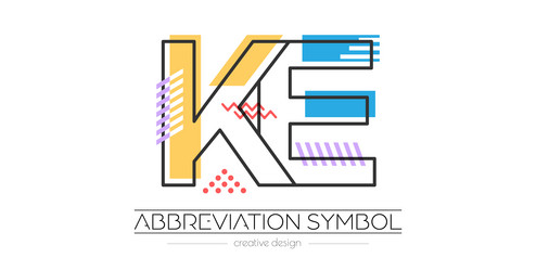 letters k and e merging of two initials vector image