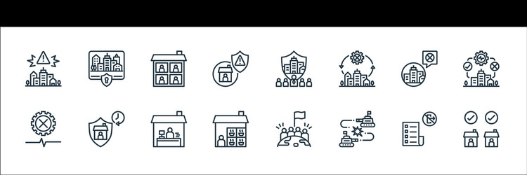 lockdown line icons linear set quality vector image