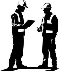 creative constructors engineers and paper emblem vector image