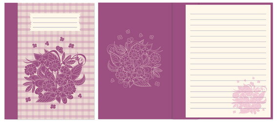 design notebook with violet boho floral vector image