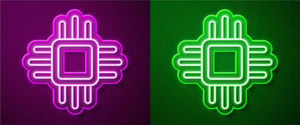 glowing neon line computer processor vector image