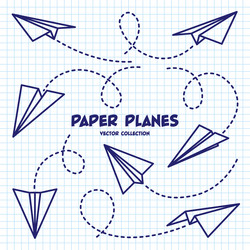 hand drawn planes on checkered paper sheet school vector image