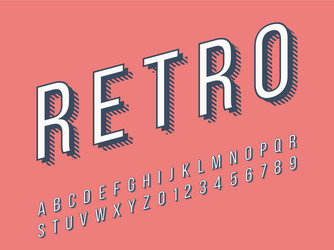 retro font and alphabet stock vector image