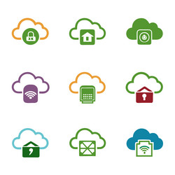 set of cloud computing icons vector image