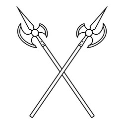 two crossed halberds icon in linear style vector image
