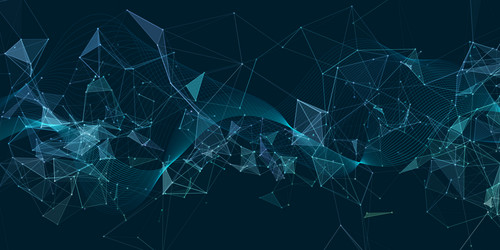 abstract banner with flowing lines and low poly vector image