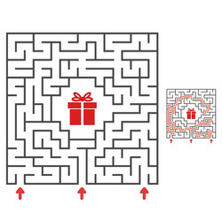 Abstract square maze find path to gift Royalty Free Vector
