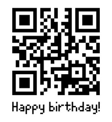qr code sample with text happy birthday vector image