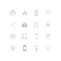 internet technologies linear thin icons set vector image