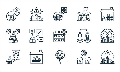 lockdown line icons linear set quality vector image