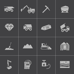 Black mining icons set Royalty Free Vector Image