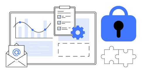 data security and management concept with charts vector image