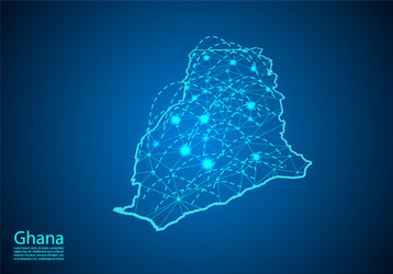 ghana map with nodes linked by lines concept vector image