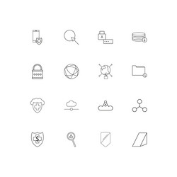 internet security linear thin icons set outlined vector image