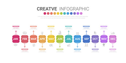 timeline presentation for 12 months 1 year vector image