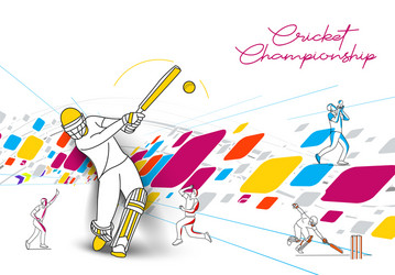 abstract colorful pattern with batsman and bowler vector image