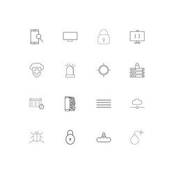 internet security linear thin icons set outlined vector image