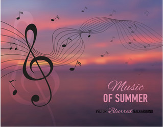 seaside blurred background with music note and key vector image
