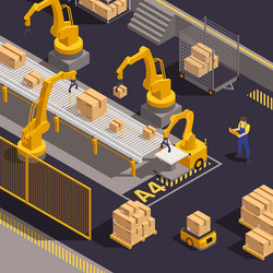 warehouse robotics isometric element vector image