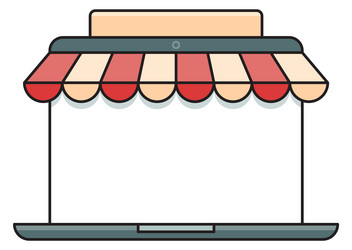 web store color icon laptop screen with shop vector image