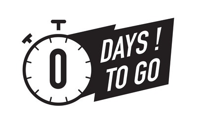 0 days to go timer symbol black color vector image