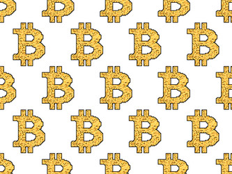 bitcoin sign seamless pattern in pixel art style vector image