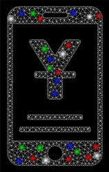 bright mesh 2d yuan mobile payment with light vector image
