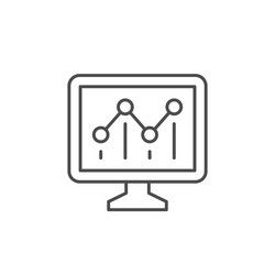 computer and chart line outline icon vector image