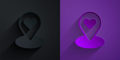 paper cut map pointer with heart icon isolated vector image