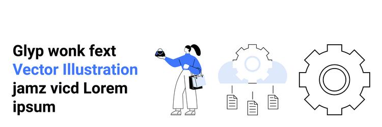 professional analyzing data flow between cloud vector image