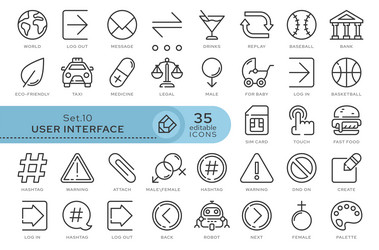 set icons user interface 10 vector image