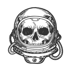 Astronaut Skull Scratchboard Vector Image