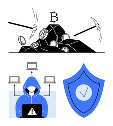 bitcoin mining tools cybersecurity threats vector image
