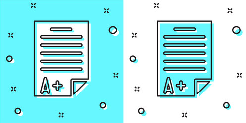 black line exam sheet with a plus grade icon vector image