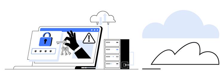 cybersecurity threat with hacking attempt on cloud vector image