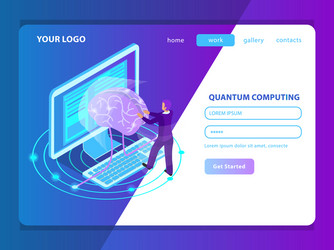 Quantum Computing Isometric Landing Page vector image