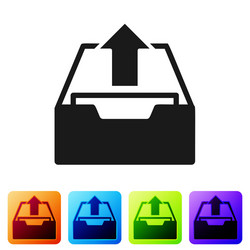 black upload inbox icon isolated on white vector image