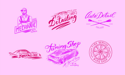 car detail centre or body shop badges mechanic Vector Image