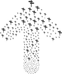 forward direct arrow shape with road pointer vector image