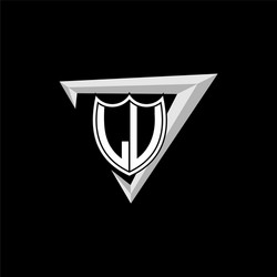 initial letter l u shield shape with triangular vector image