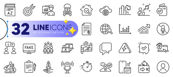 outline set of verification document crowdfunding vector image
