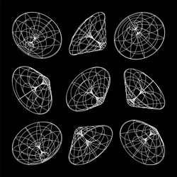 wireframe lined shapes perspective mesh 3d grid vector image