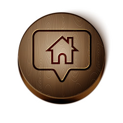 brown line map pointer with house icon isolated vector image